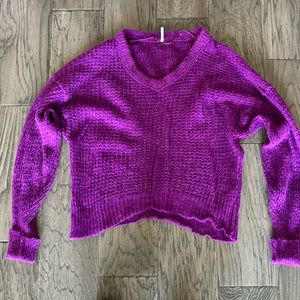 Free People open weave purple sweater